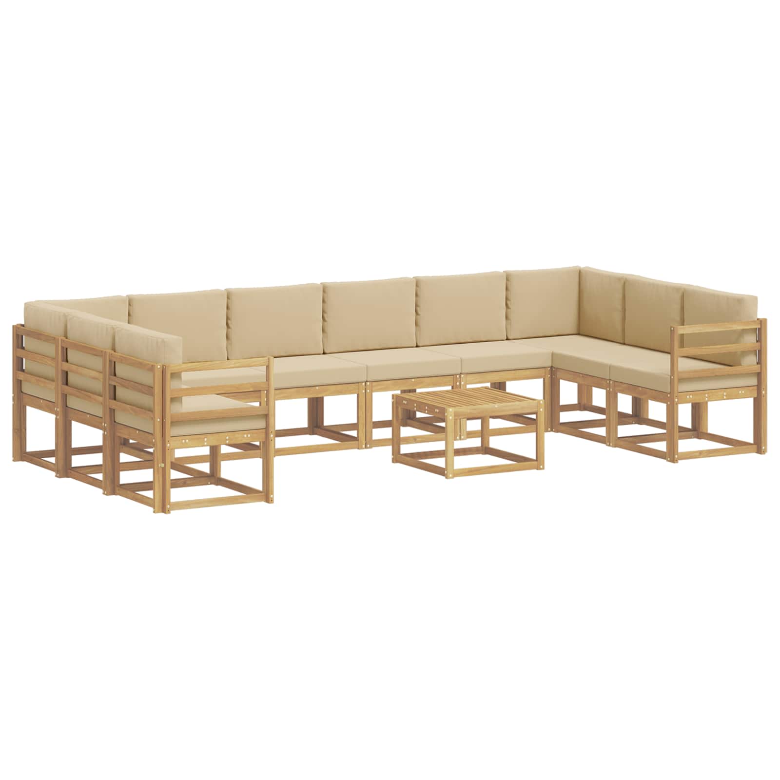 Outdoor-Sofagarnitur mit Kissen 11 pcs Weiß und Beige