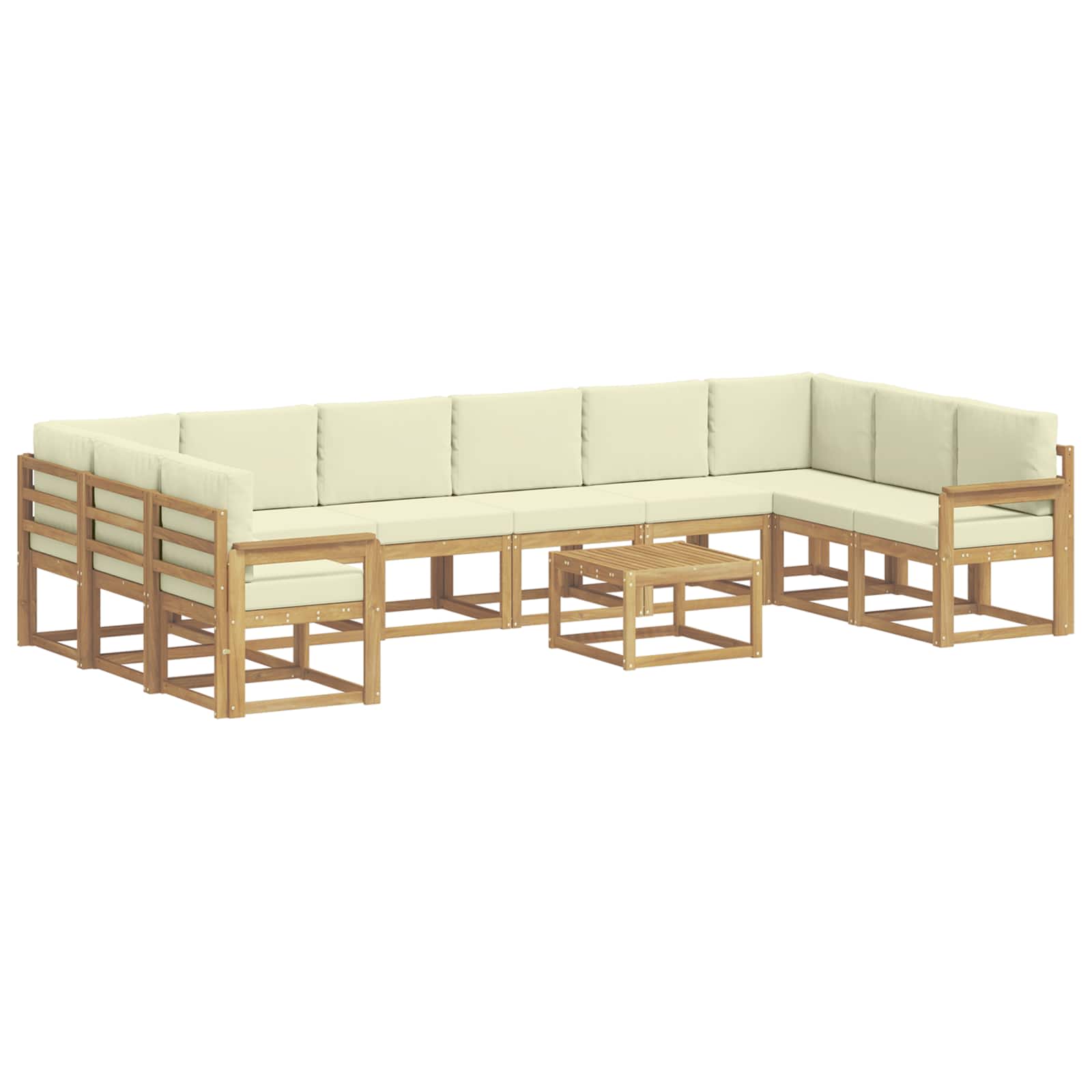 Outdoor-Sofagarnitur mit Kissen 11 pcs Weiß und Creme