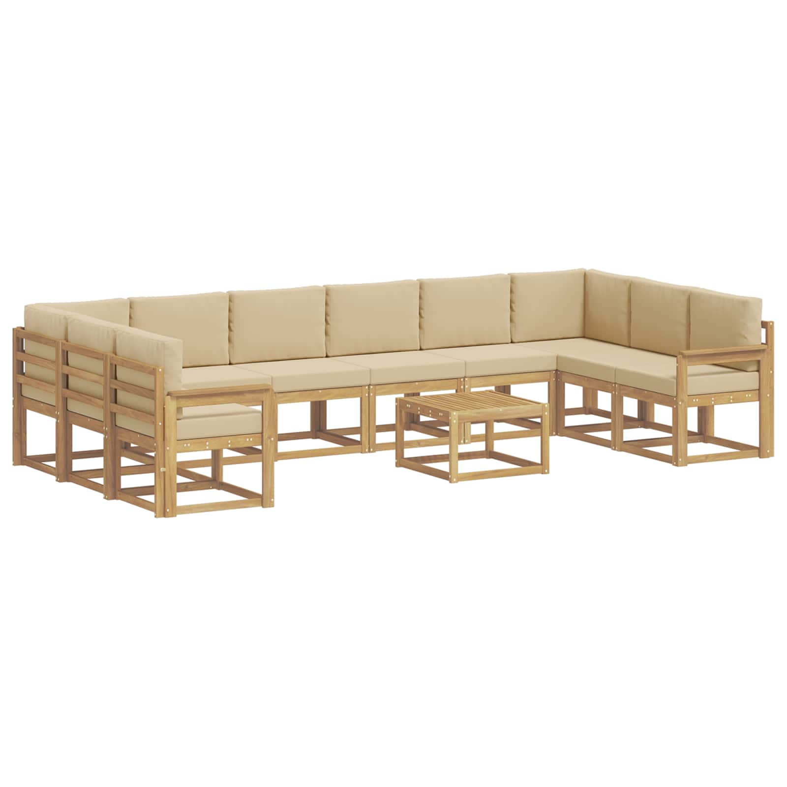 Outdoor-Sofagarnitur mit Kissen 11 pcs Weiß und Beige