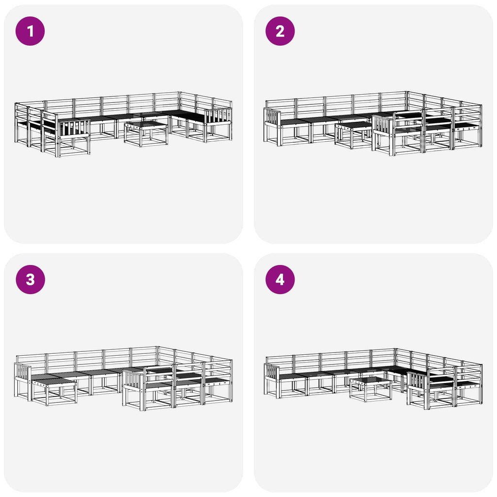 Outdoor-Sofagarnitur 11 pcs Weiß Massivholz Akazie