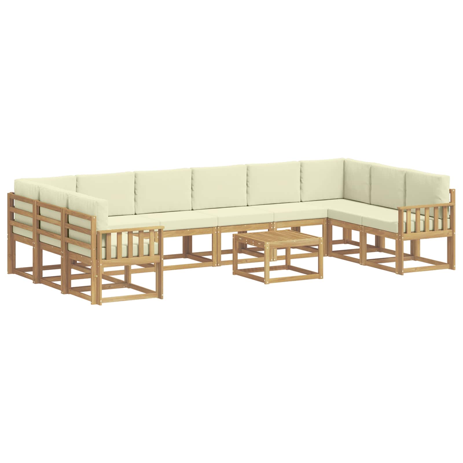 Outdoor-Sofagarnitur mit Kissen 11 pcs Weiß und Creme