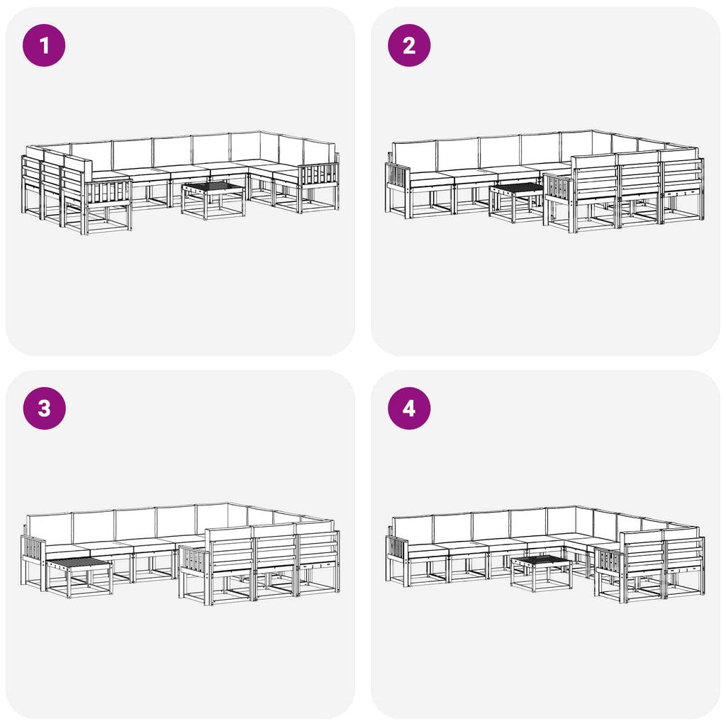 Outdoor-Sofagarnitur mit Kissen 11 pcs Weiß und Creme