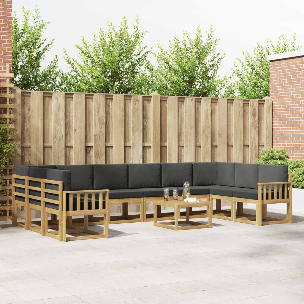 Outdoor-Sofagarnitur mit Kissen 11 pcs Weiß und Anthrazit