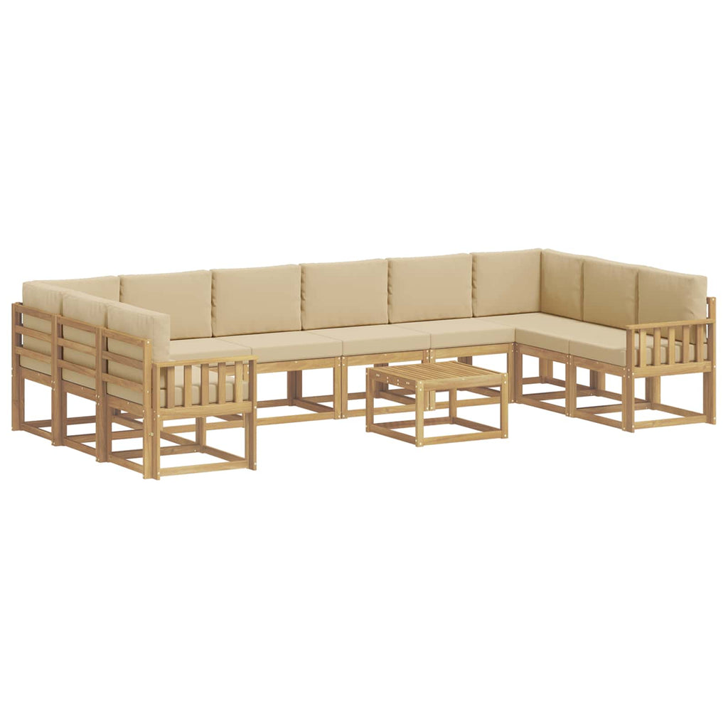Outdoor-Sofagarnitur mit Kissen 11 pcs Weiß und Beige