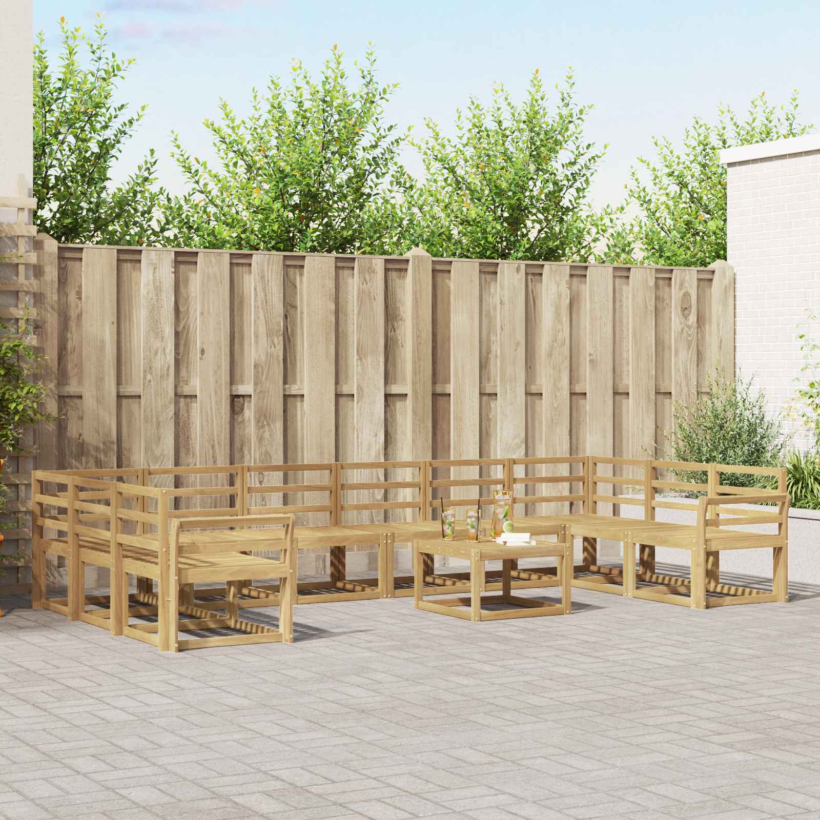 Outdoor-Sofagarnitur 11 pcs Weiß Massivholz Akazie