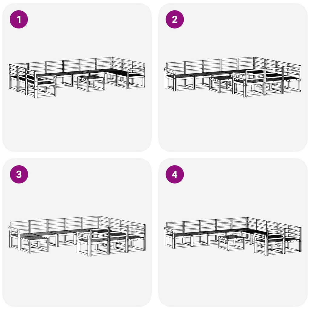 Outdoor-Sofagarnitur 11 pcs Weiß Massivholz Akazie
