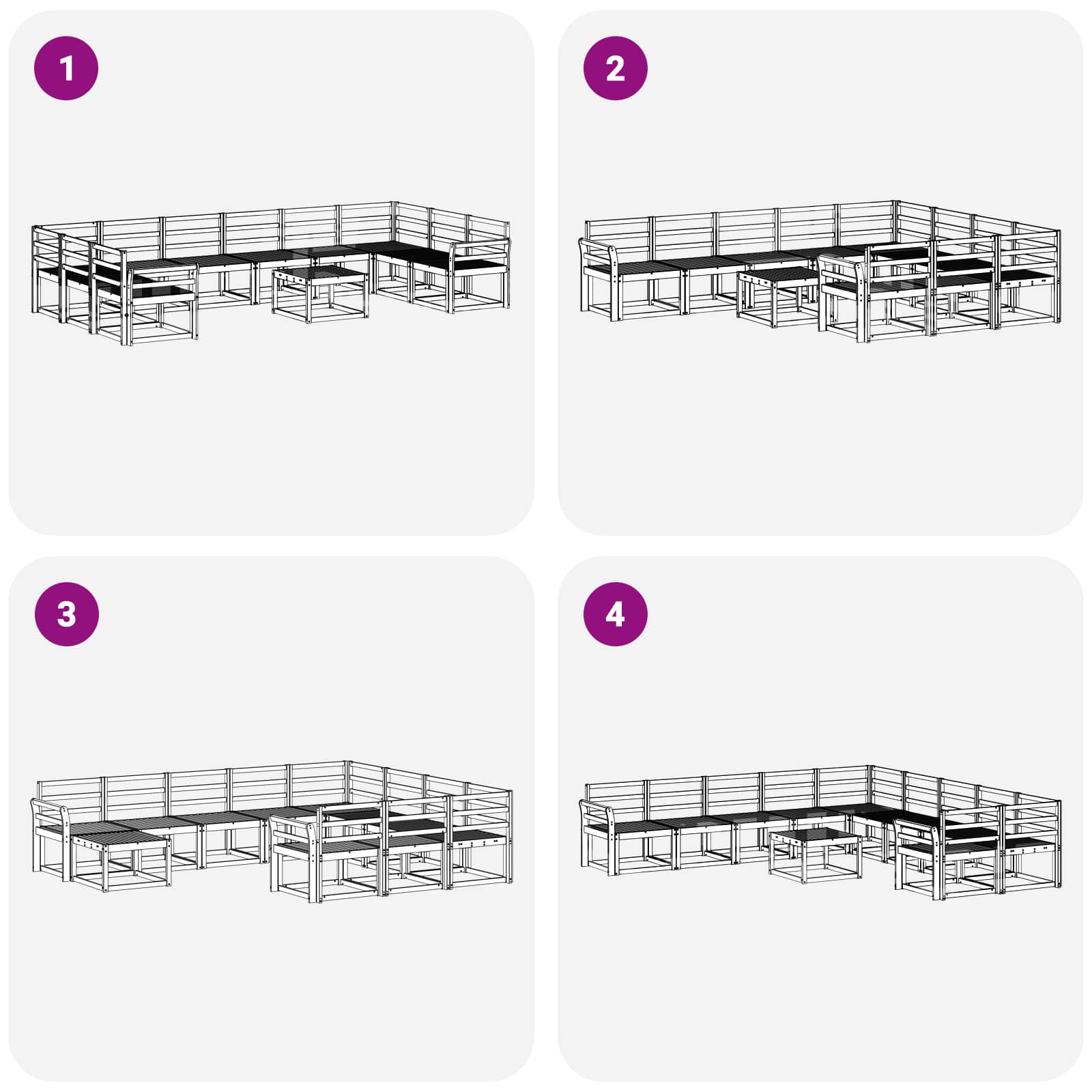 Outdoor-Sofagarnitur 11 pcs Weiß Massivholz Akazie
