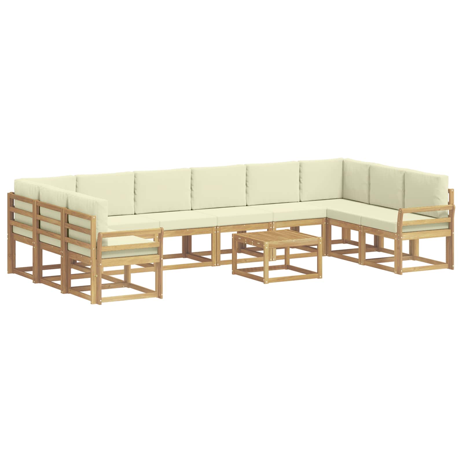 Outdoor-Sofagarnitur mit Kissen 11 pcs Weiß und Creme