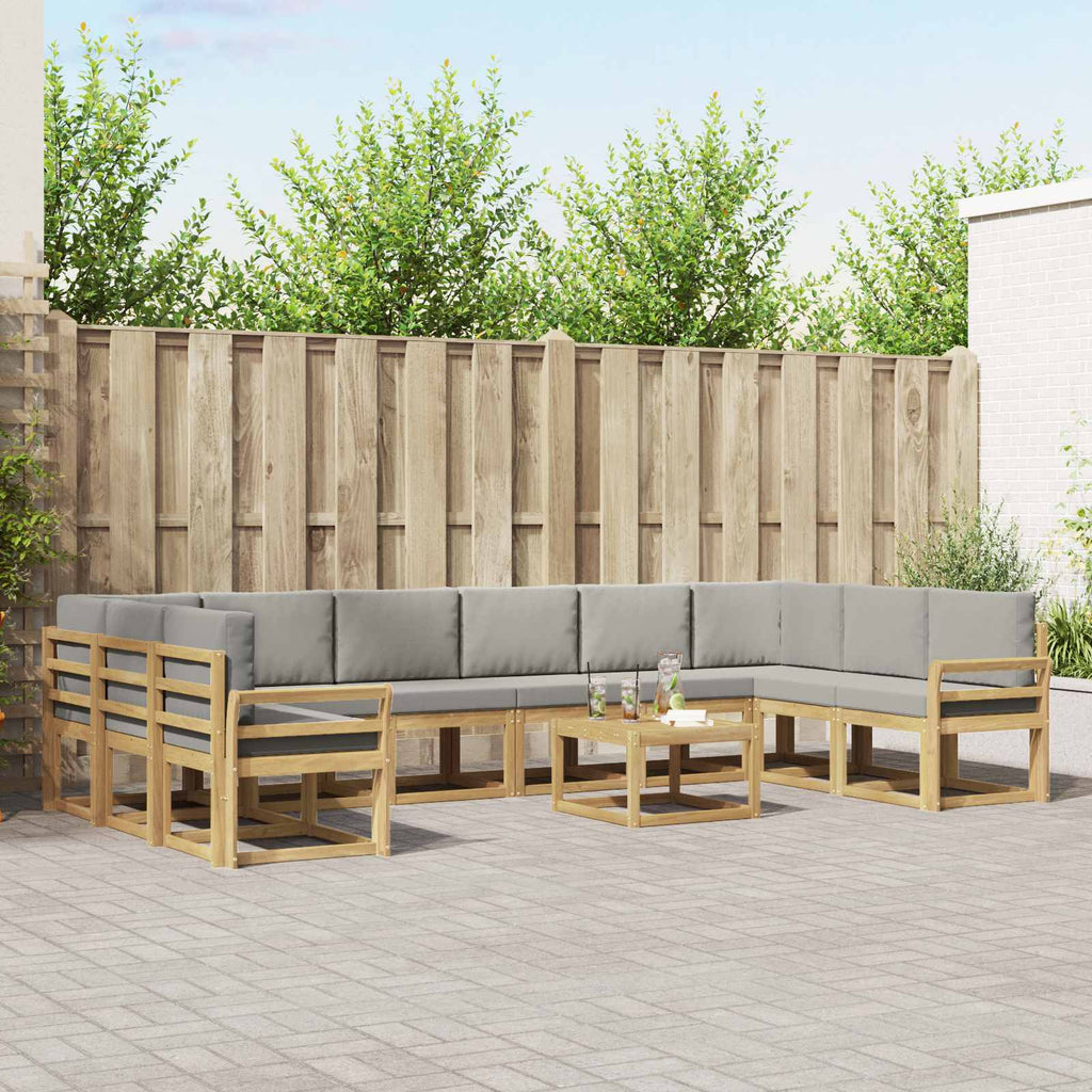 Outdoor-Sofagarnitur mit Kissen 11 pcs Weiß und Hellgrau