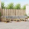 Outdoor-Sofagarnitur mit Kissen 11 pcs Weiß und Hellgrau