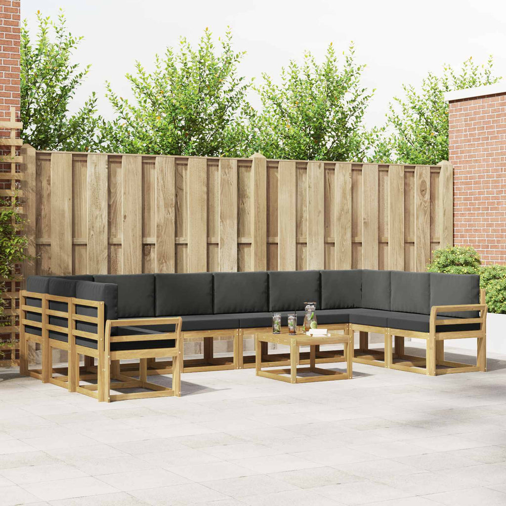 Outdoor-Sofagarnitur mit Kissen 11 pcs Weiß und Anthrazit