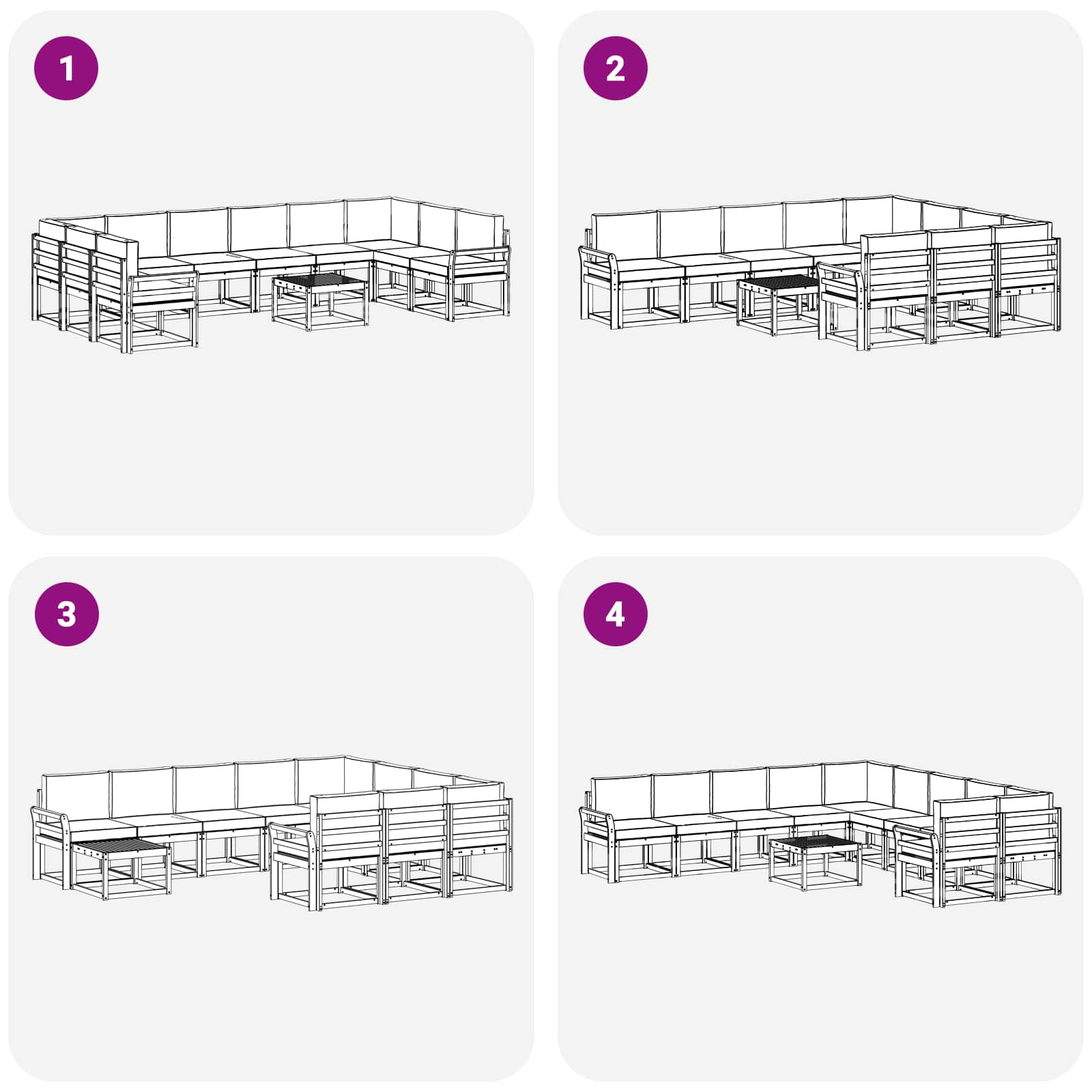 Outdoor-Sofagarnitur mit Kissen 11 pcs Weiß und Anthrazit