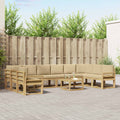 Outdoor-Sofagarnitur mit Kissen 11 pcs Weiß und Beige