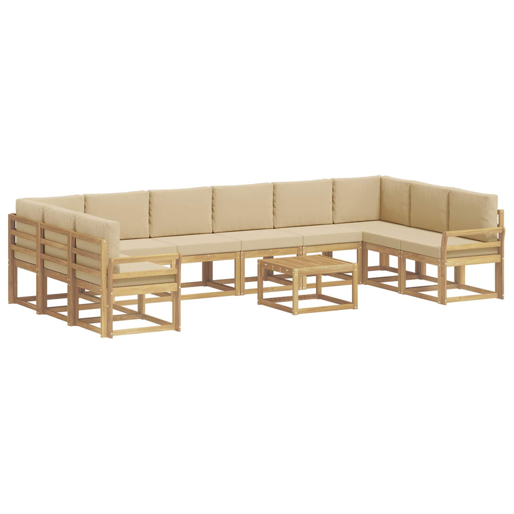 Outdoor-Sofagarnitur mit Kissen 11 pcs Weiß und Beige