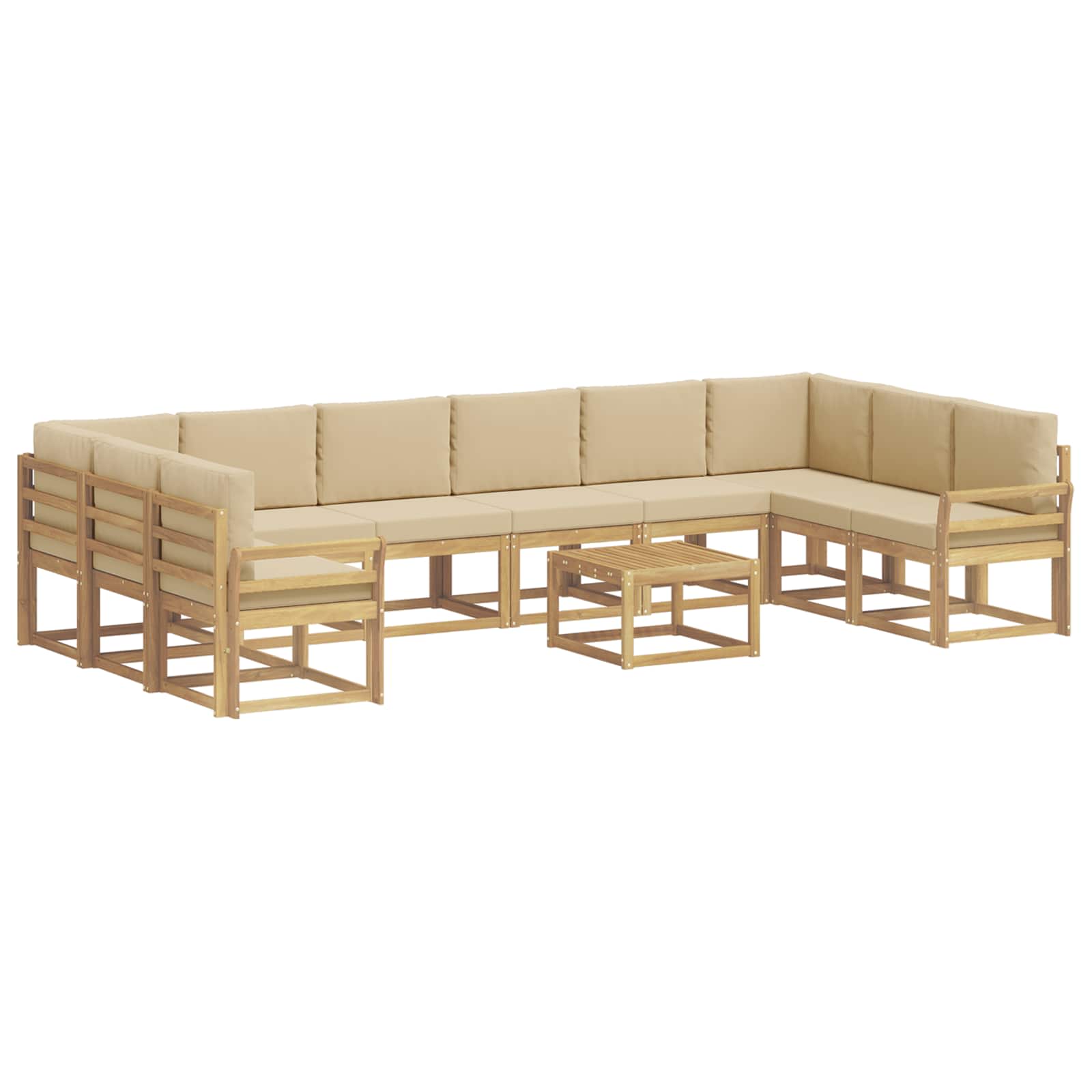 Outdoor-Sofagarnitur mit Kissen 11 pcs Weiß und Beige