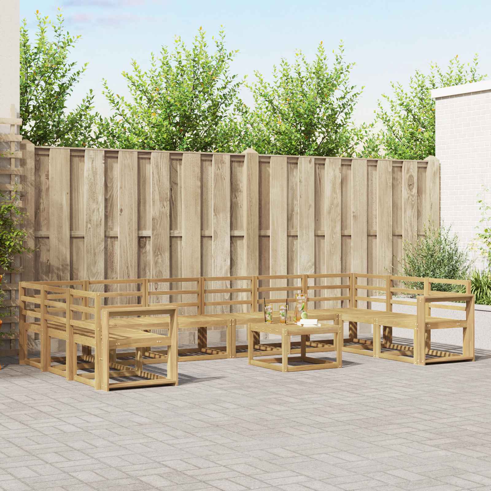 Outdoor-Sofagarnitur 11 pcs Weiß Massivholz Akazie