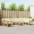 Outdoor-Sofagarnitur mit Kissen 11 pcs Weiß und Creme
