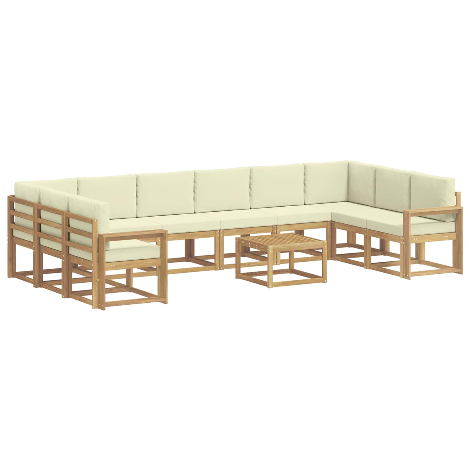 Outdoor-Sofagarnitur mit Kissen 11 pcs Weiß und Creme