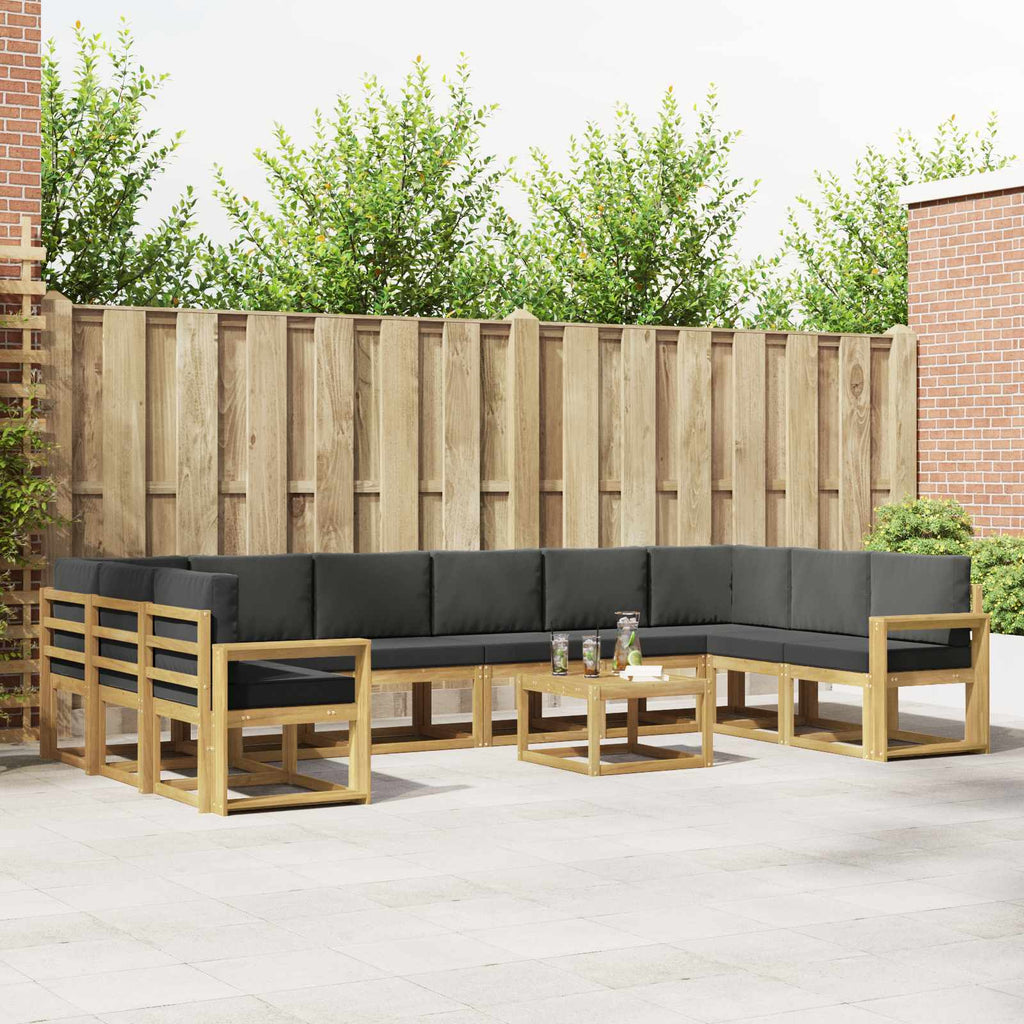Outdoor-Sofagarnitur mit Kissen 11 pcs Weiß und Anthrazit