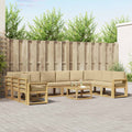 Outdoor-Sofagarnitur mit Kissen 11 pcs Weiß und Beige