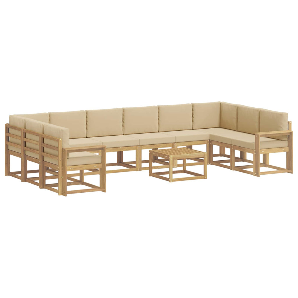 Outdoor-Sofagarnitur mit Kissen 11 pcs Weiß und Beige