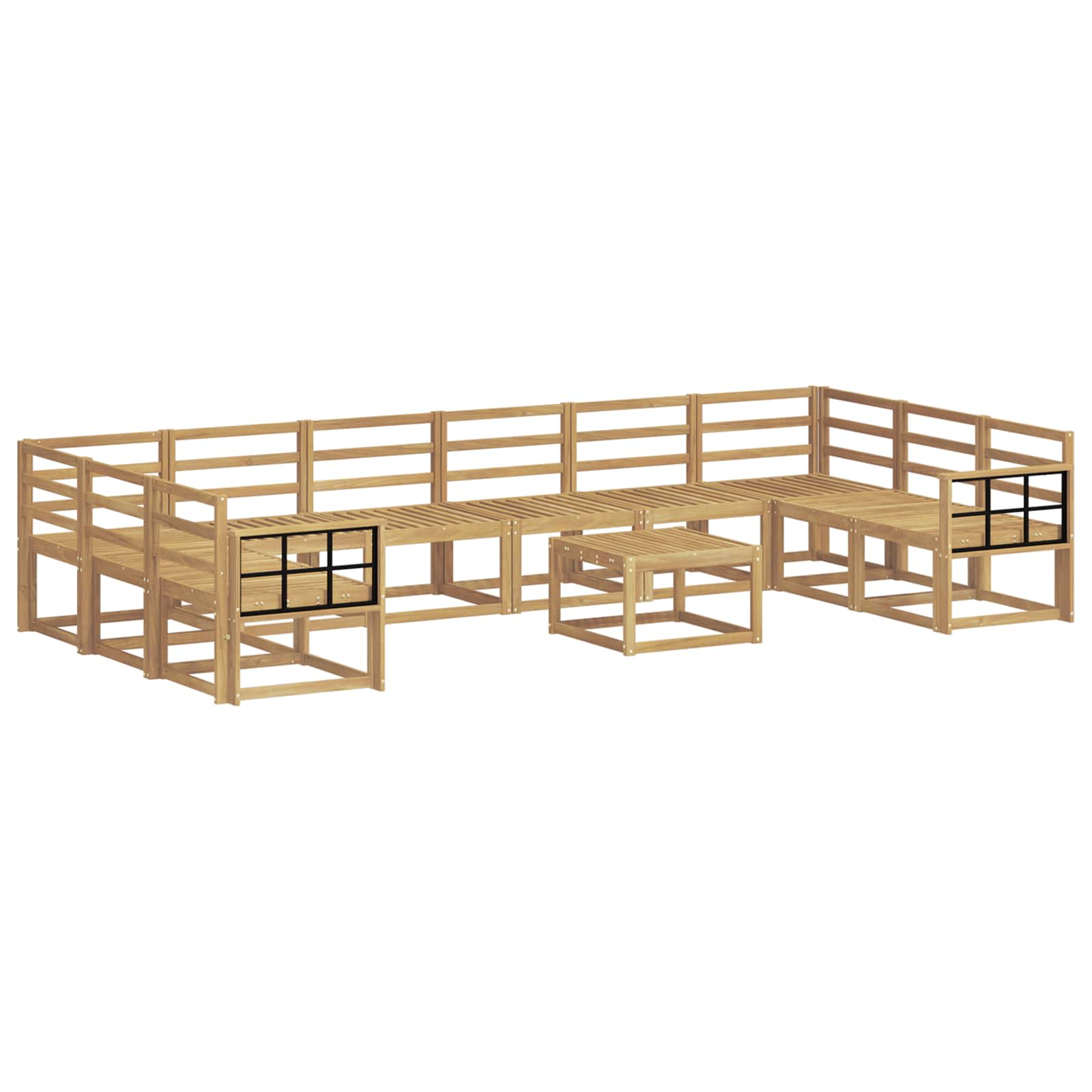 Outdoor-Sofagarnitur 11 pcs Weiß Massivholz Akazie