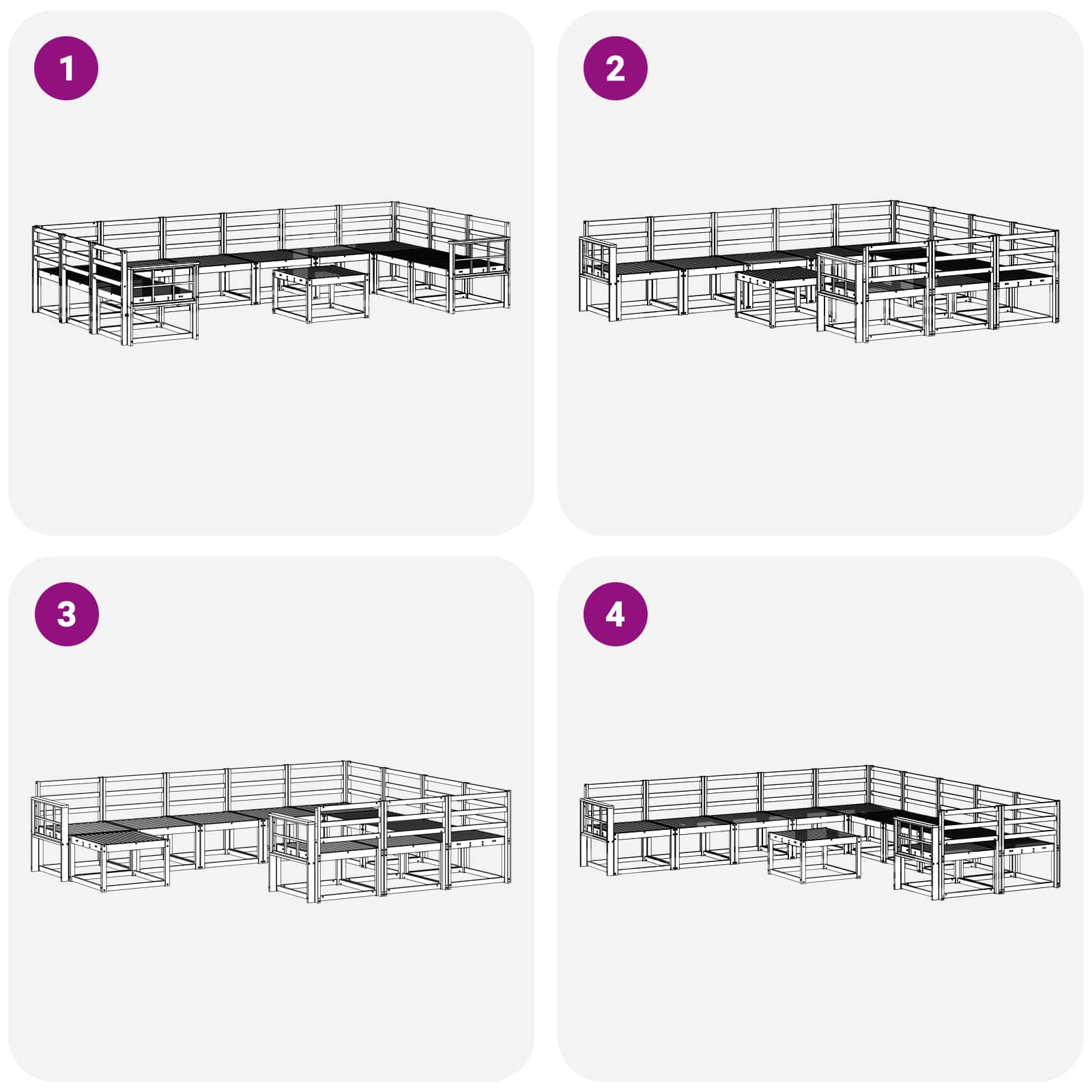 Outdoor-Sofagarnitur 11 pcs Weiß Massivholz Akazie
