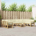 Outdoor-Sofagarnitur mit Kissen 11 pcs Weiß und Creme