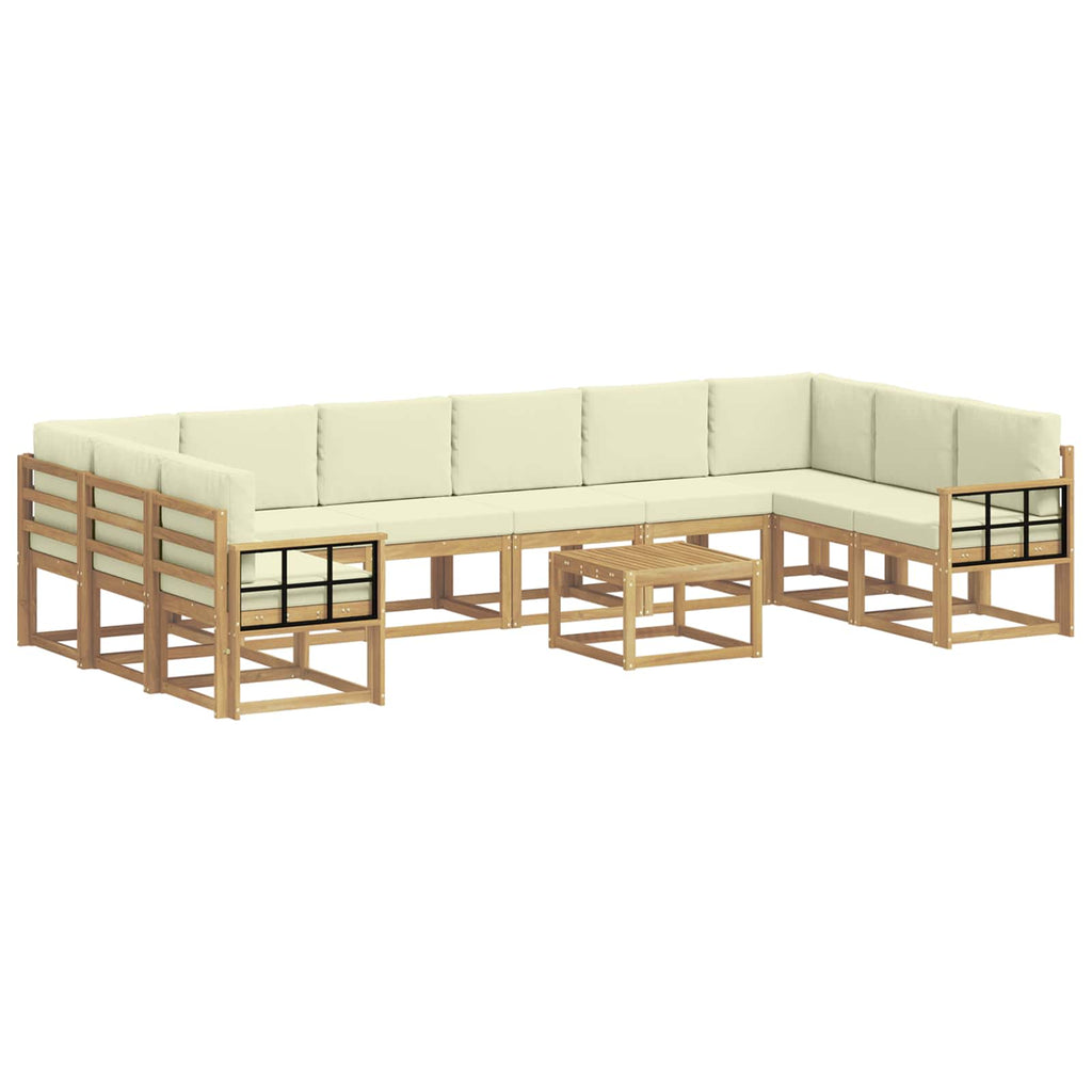 Outdoor-Sofagarnitur mit Kissen 11 pcs Weiß und Creme