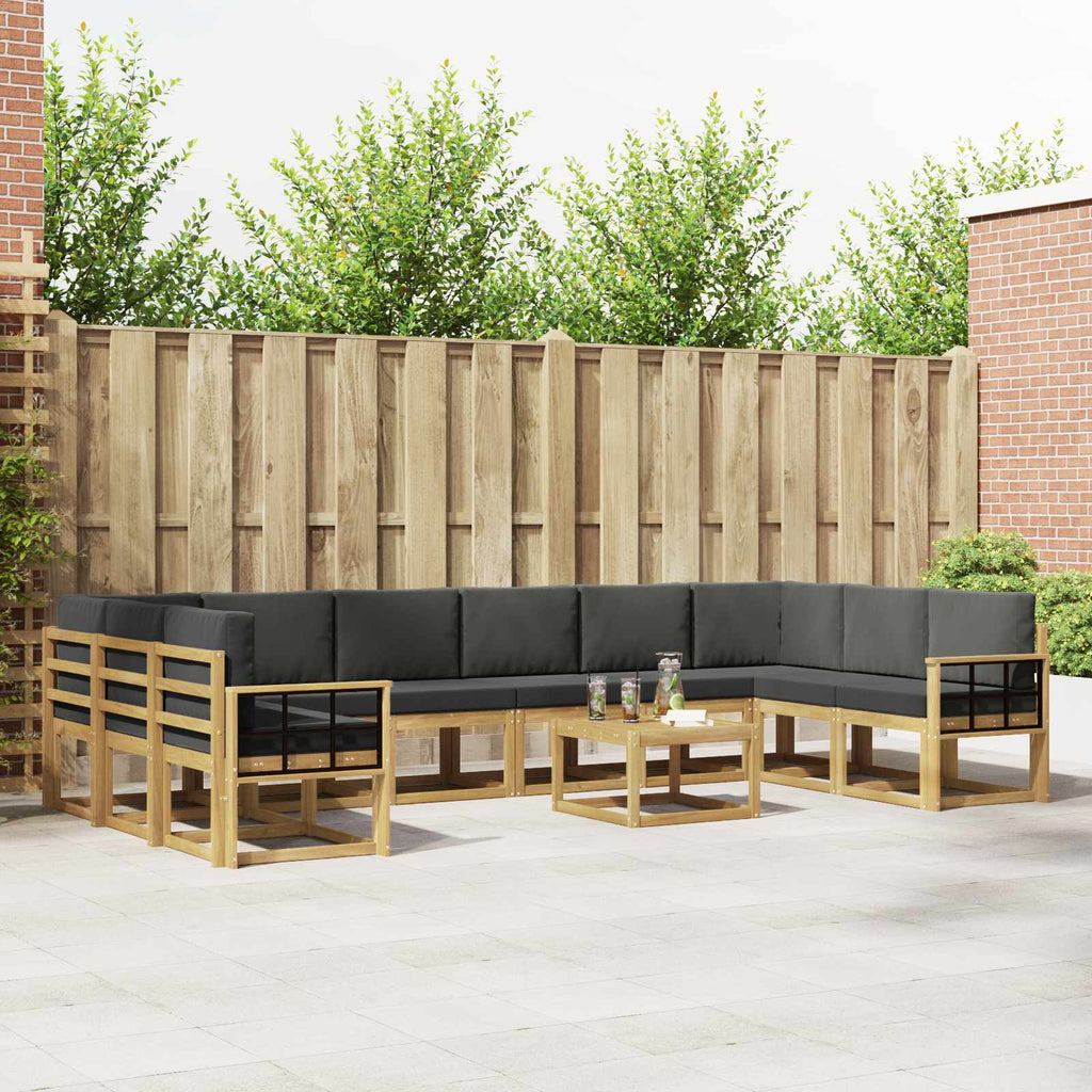 Outdoor-Sofagarnitur mit Kissen 11 pcs Weiß und Anthrazit