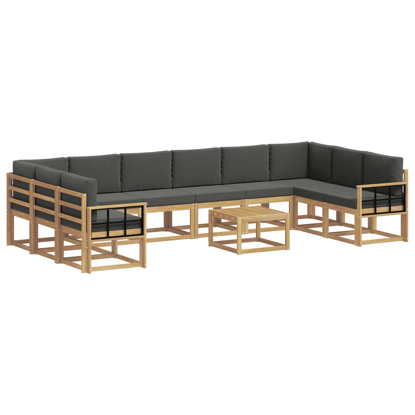 Outdoor-Sofagarnitur mit Kissen 11 pcs Weiß und Anthrazit