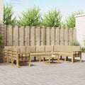 Outdoor-Sofagarnitur mit Kissen 11 pcs Weiß und Beige