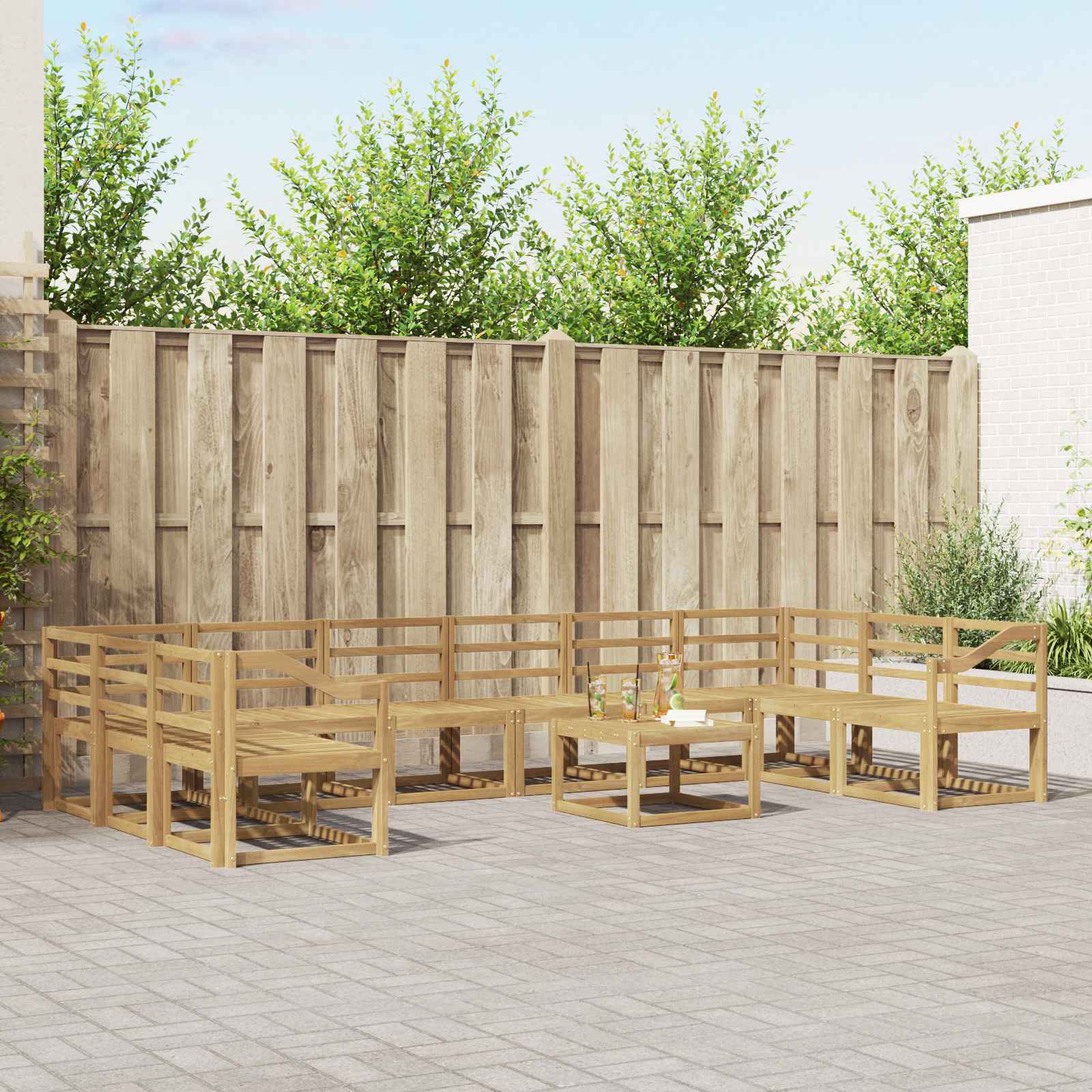 Outdoor-Sofagarnitur 11 pcs Weiß Massivholz Akazie
