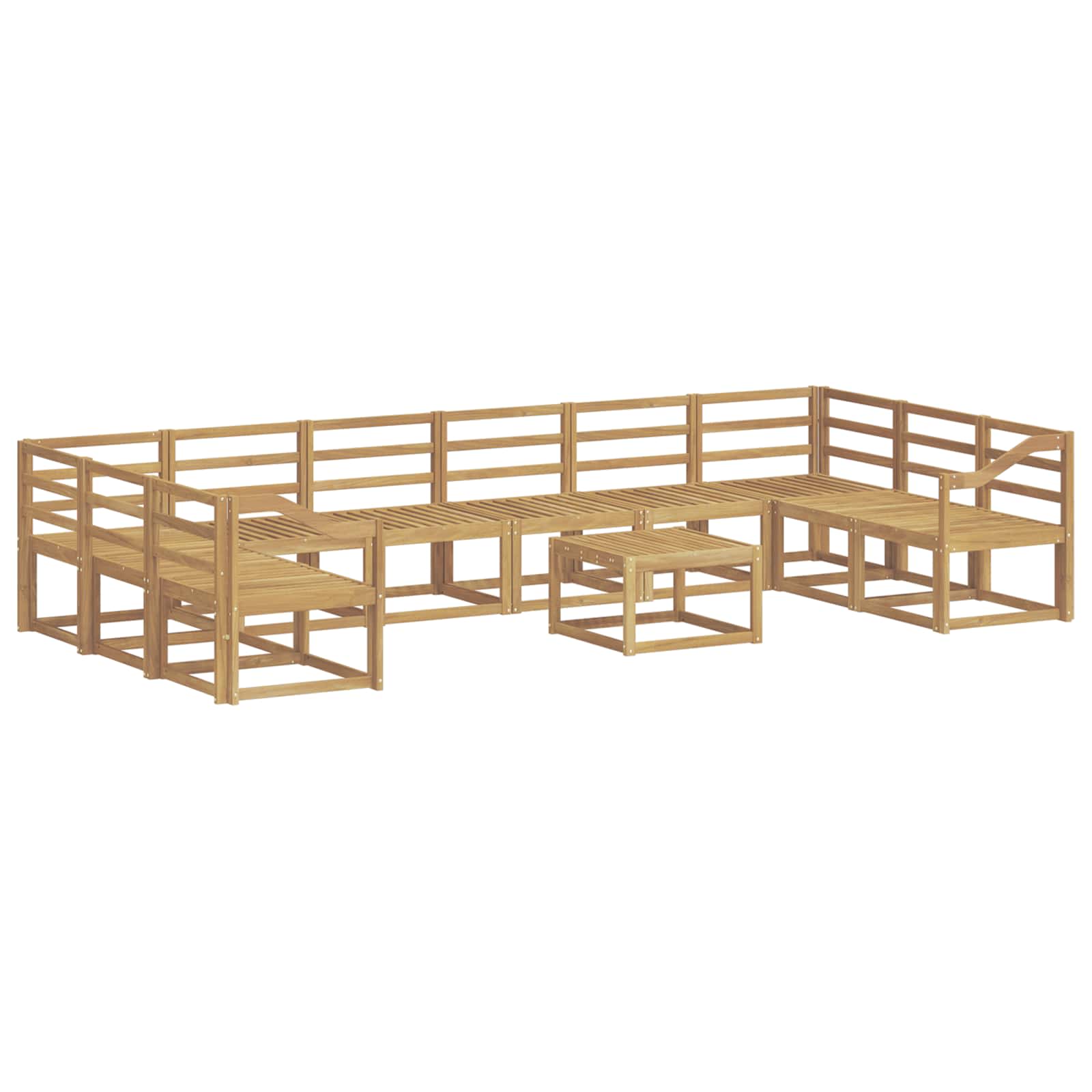 Outdoor-Sofagarnitur 11 pcs Weiß Massivholz Akazie