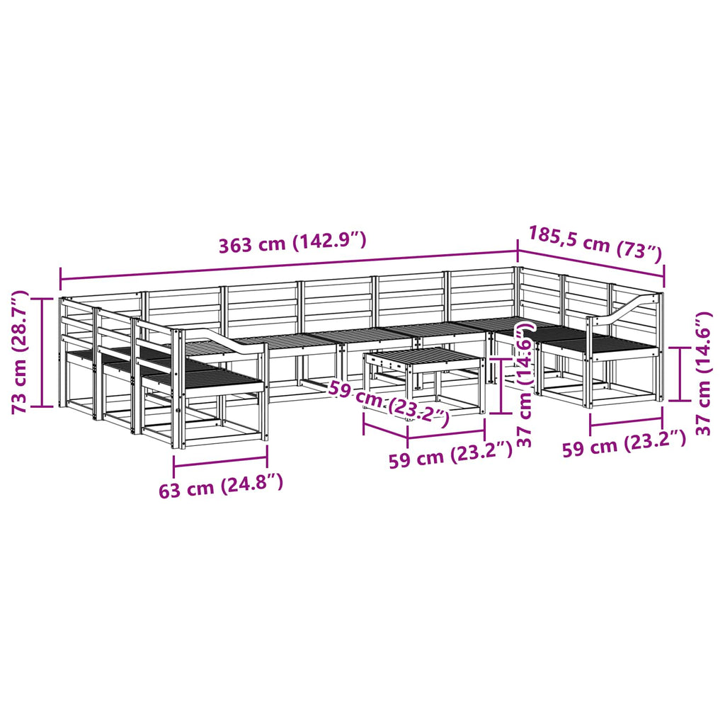 Outdoor-Sofagarnitur 11 pcs Weiß Massivholz Akazie