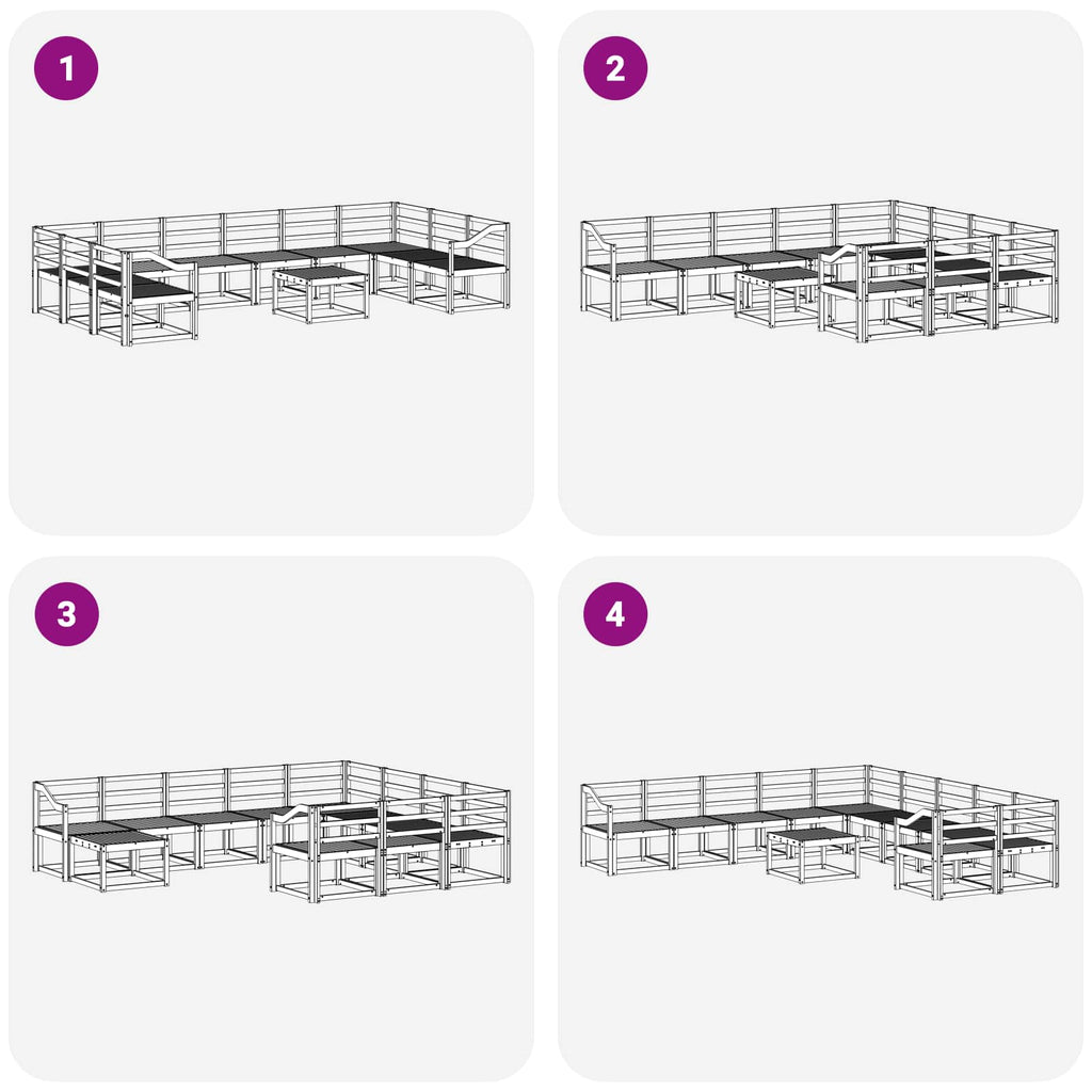 Outdoor-Sofagarnitur 11 pcs Weiß Massivholz Akazie