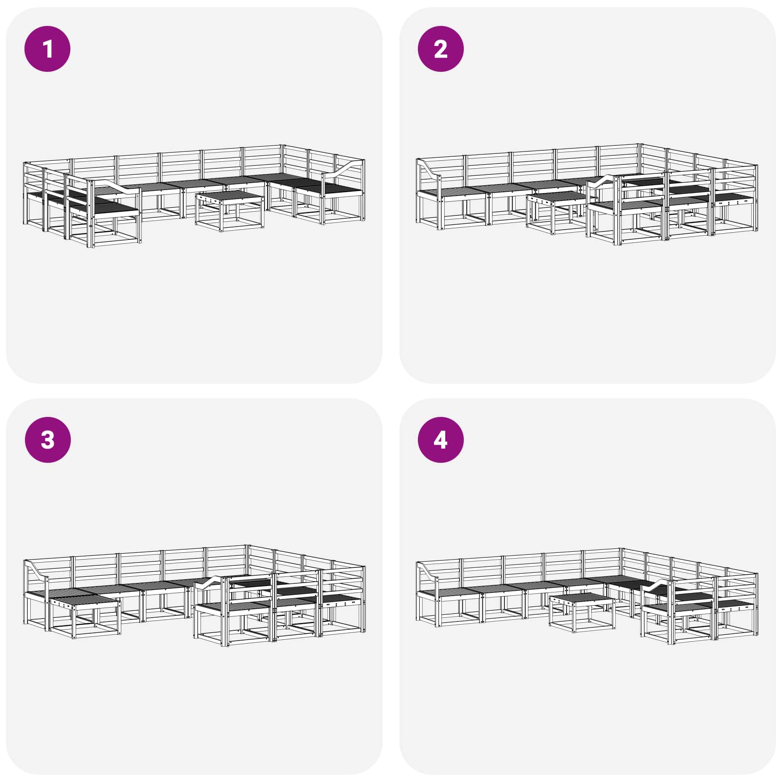 Outdoor-Sofagarnitur 11 pcs Weiß Massivholz Akazie