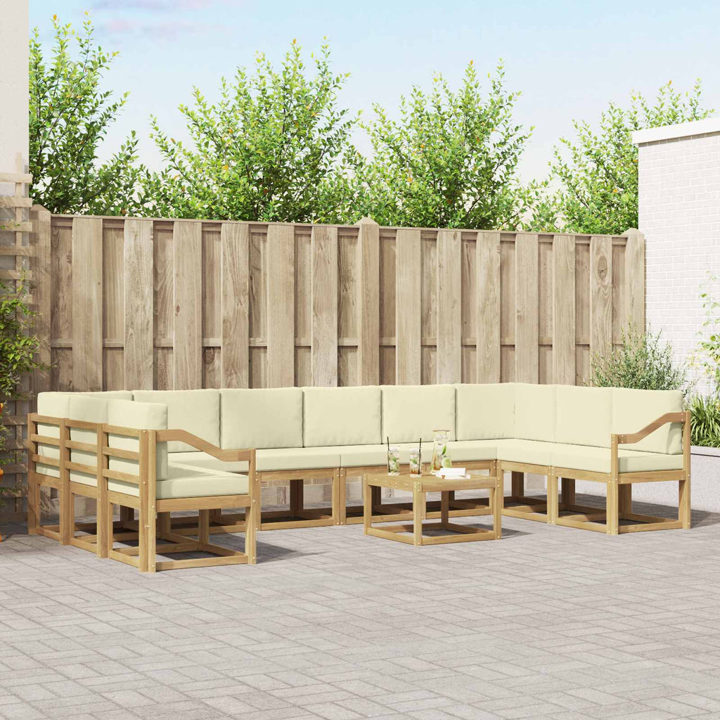 Outdoor-Sofagarnitur mit Kissen 11 pcs Weiß und Creme