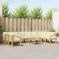 Outdoor-Sofagarnitur mit Kissen 11 pcs Weiß und Creme