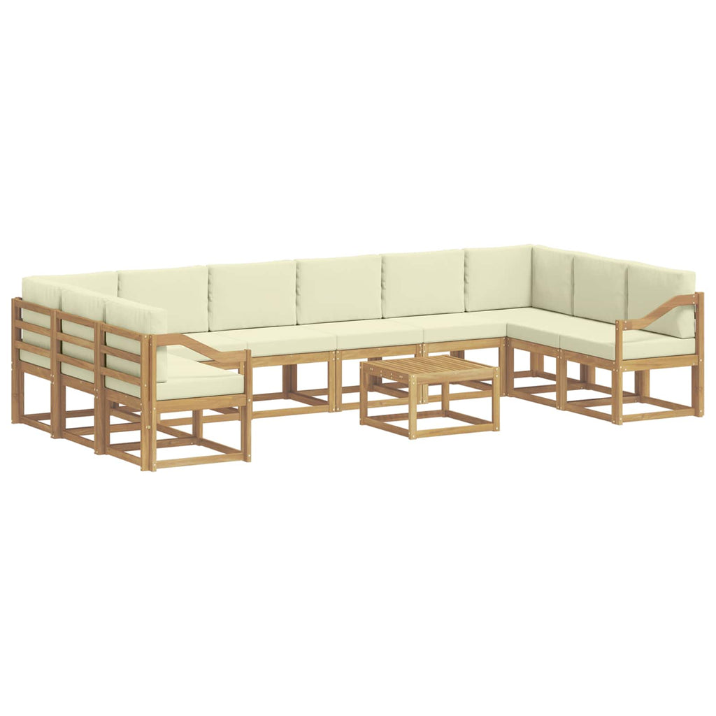 Outdoor-Sofagarnitur mit Kissen 11 pcs Weiß und Creme