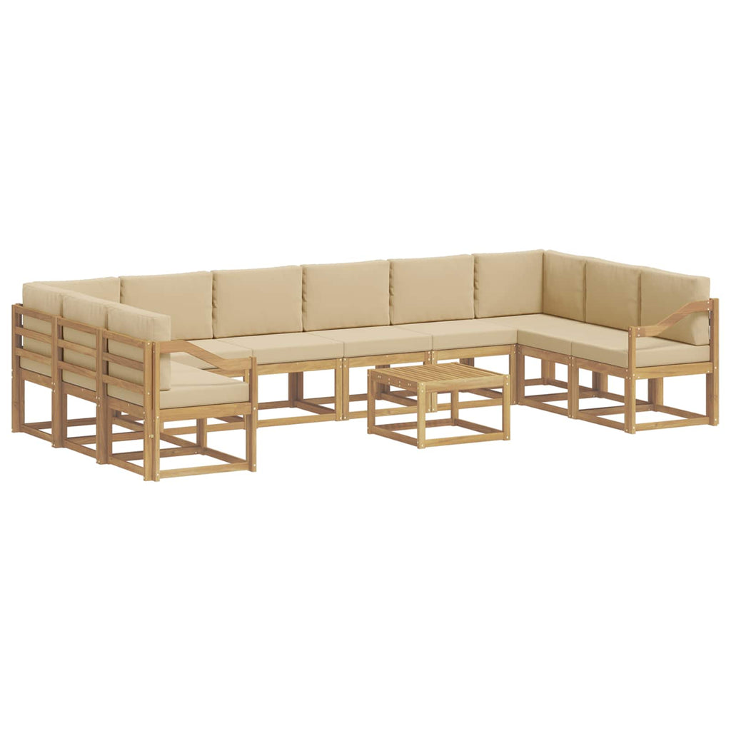 Outdoor-Sofagarnitur mit Kissen 11 pcs Weiß und Beige