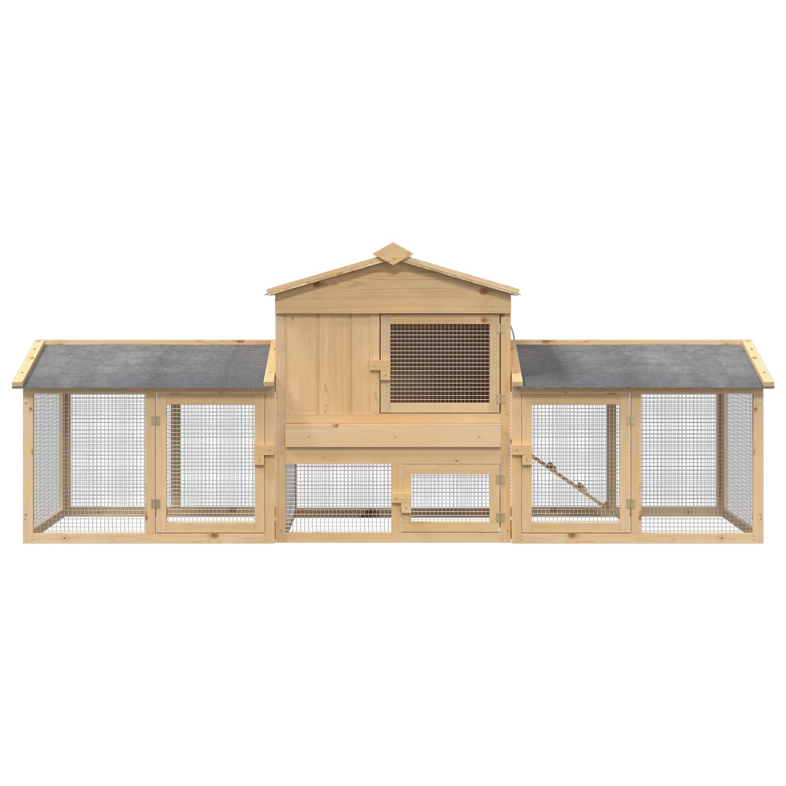 Hühnerunterkunft 3 pcs Braun Massives Kiefernholz