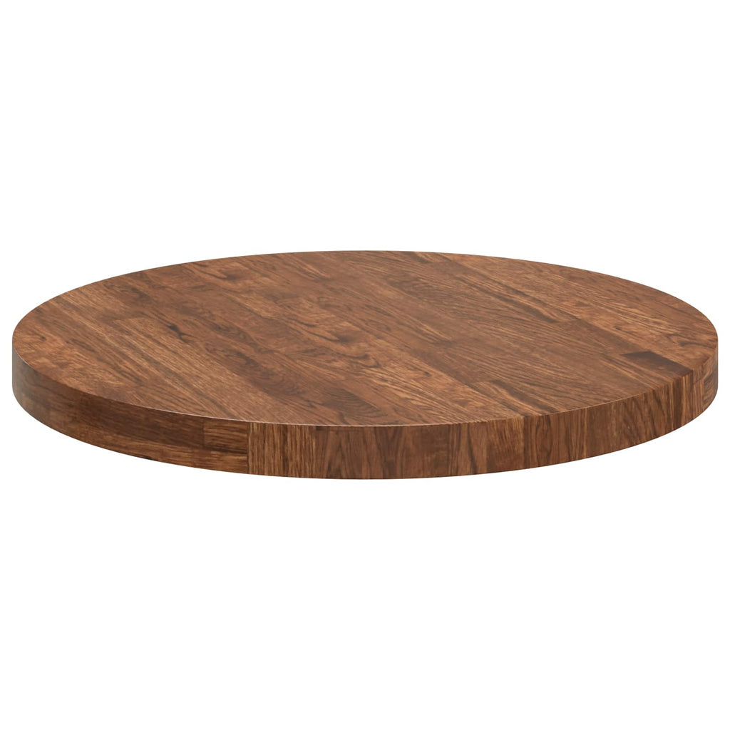 Tischplatte Hellbraun Ø 60 x 4 cm Massivholz Eiche