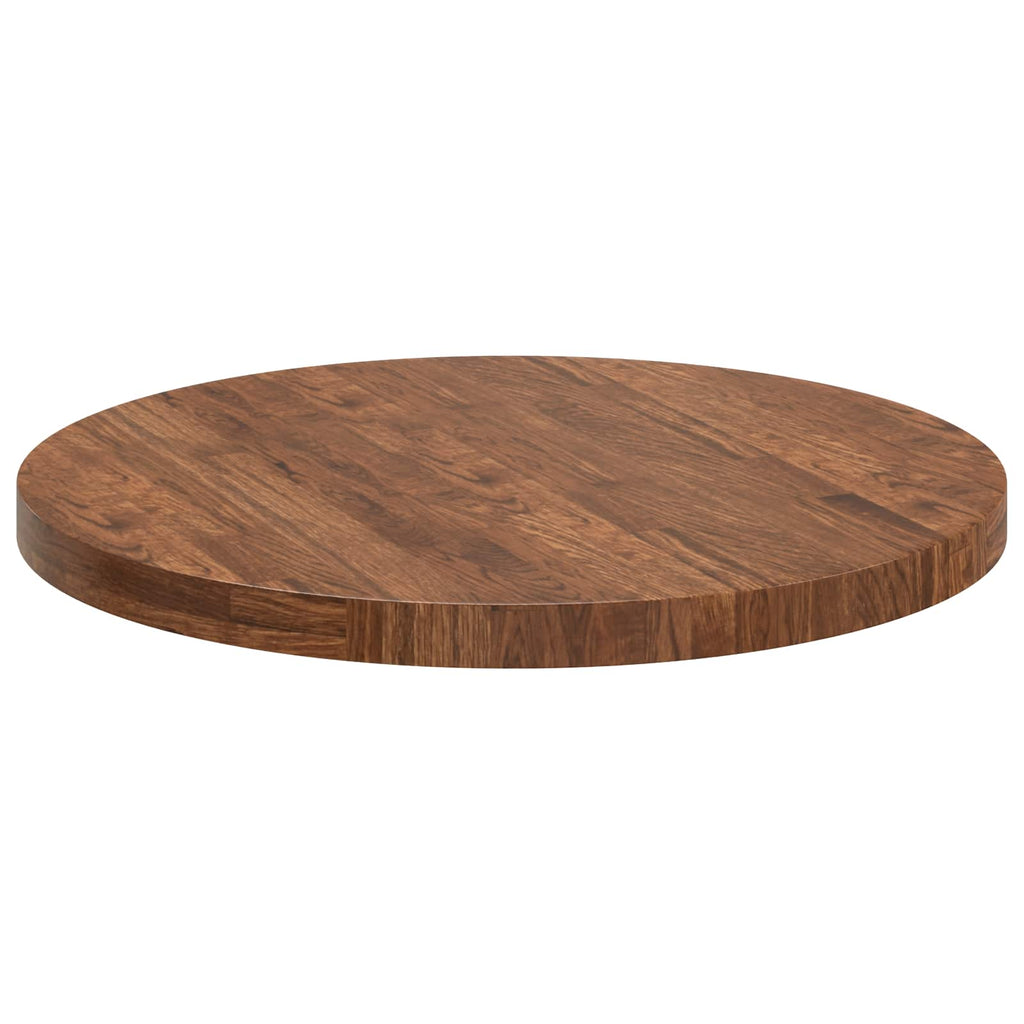 Tischplatte Hellbraun Ø 70 x 4 cm Massivholz Eiche