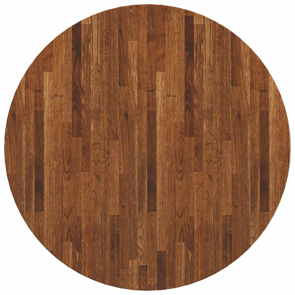 Tischplatte Hellbraun Ø 80 x 4 cm Massivholz Eiche