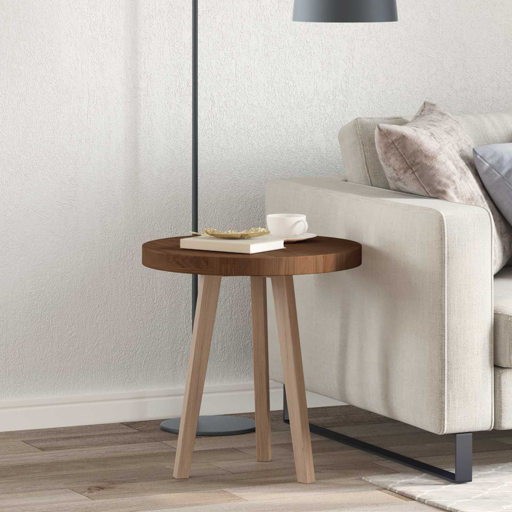 Tischplatte Dunkelbraun Ø 50 x 4 cm Massivholz Eiche