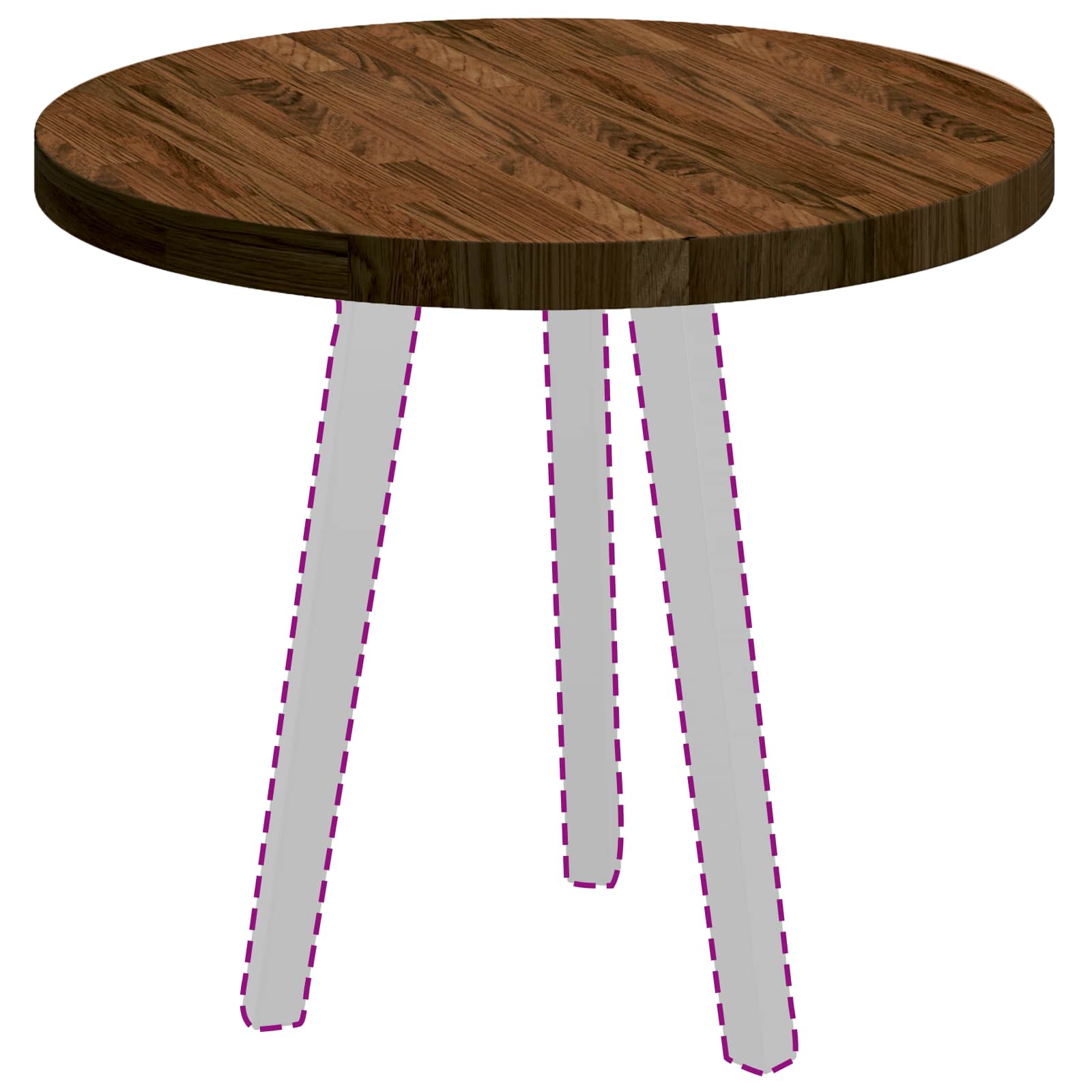 Tischplatte Dunkelbraun Ø 60 x 4 cm Massivholz Eiche