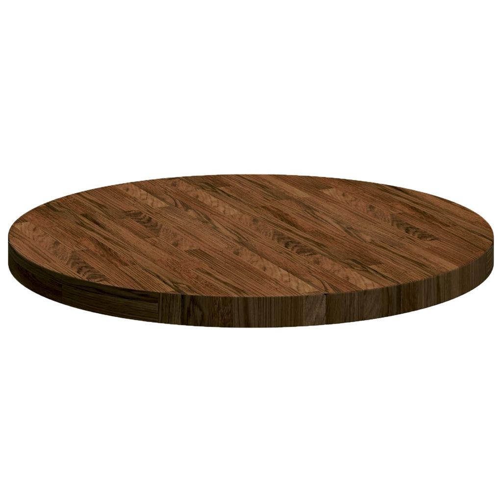 Tischplatte Dunkelbraun Ø 70 x 4 cm Massivholz Eiche