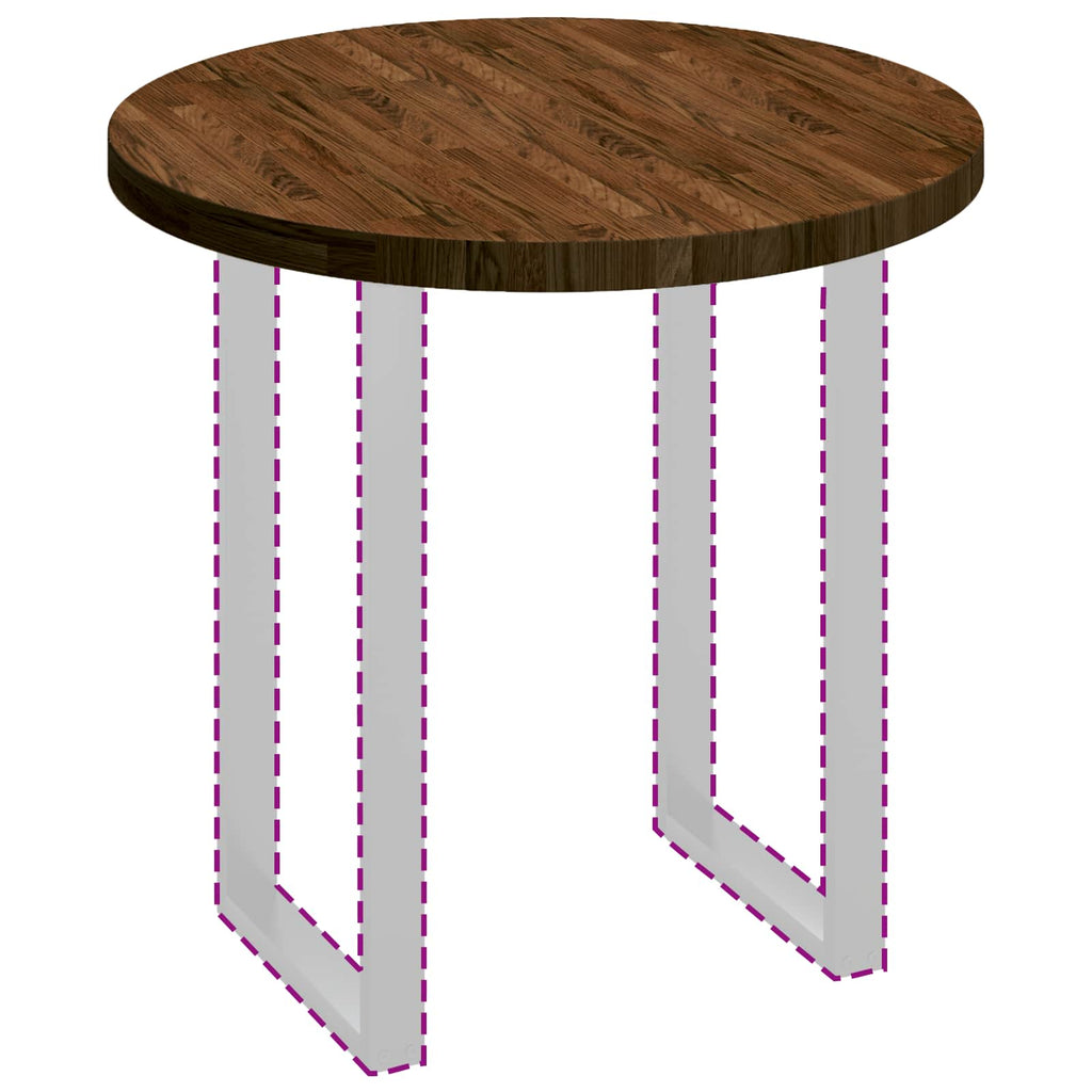 Tischplatte Dunkelbraun Ø 80 x 4 cm Massivholz Eiche