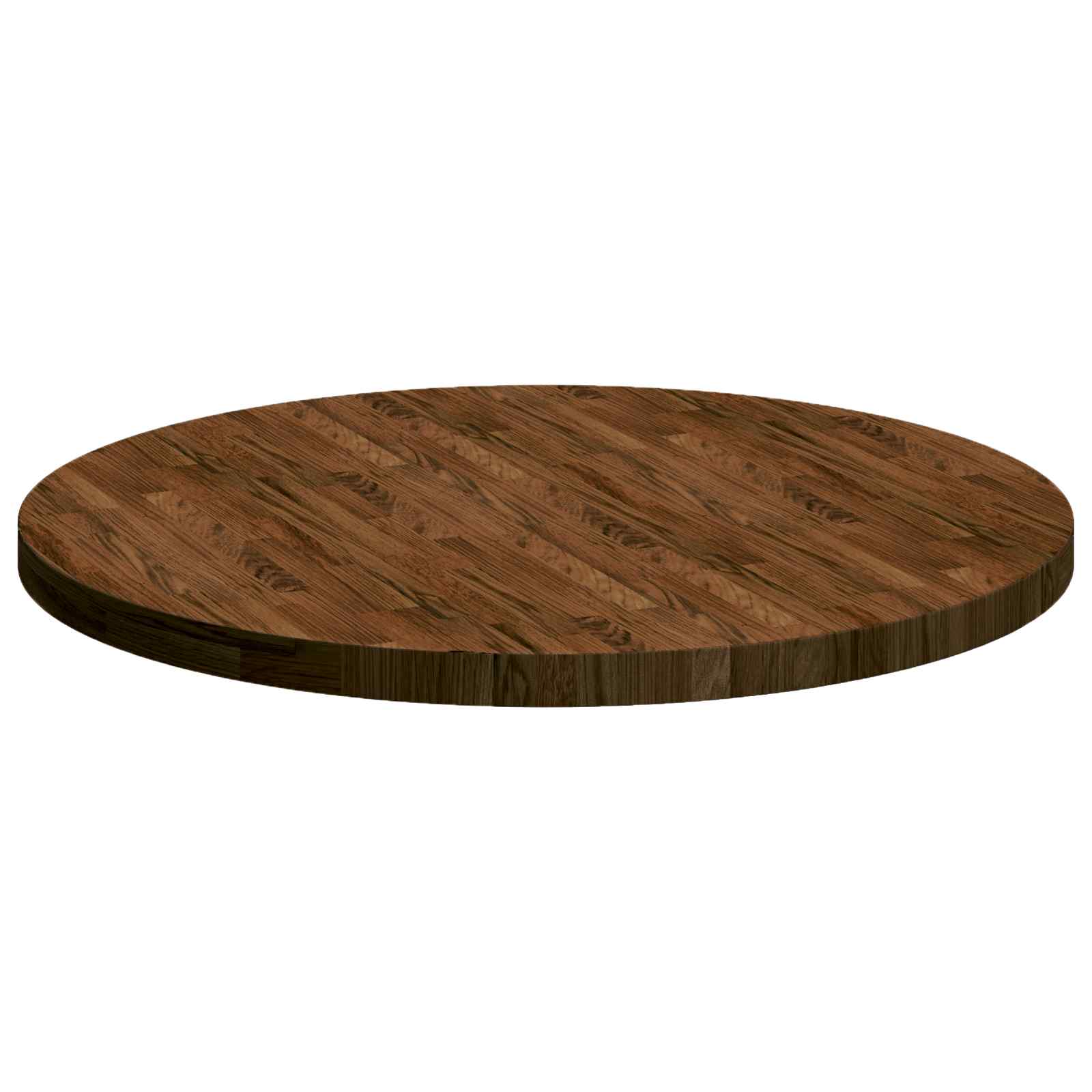 Tischplatte Dunkelbraun Ø 90 x 4 cm Massivholz Eiche